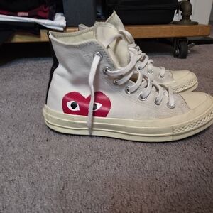 Converse Comme des Garçons PLAY x Converse Cream High-Tops with Red Heart
